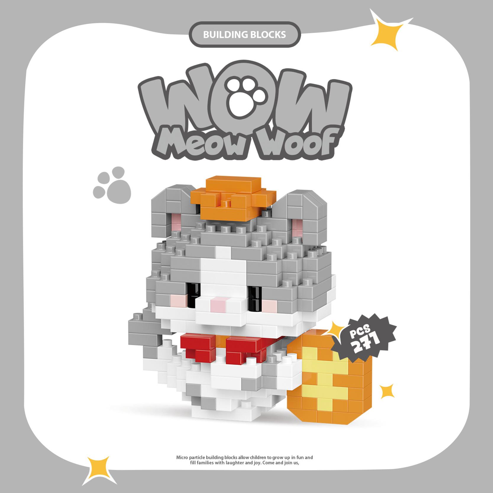 

Mini Cartoon Cute Cat dog Animals Models DIY Building Blocks Toys Micro Blocks Kit Christmas New Year Gifts Lucky Decor No box