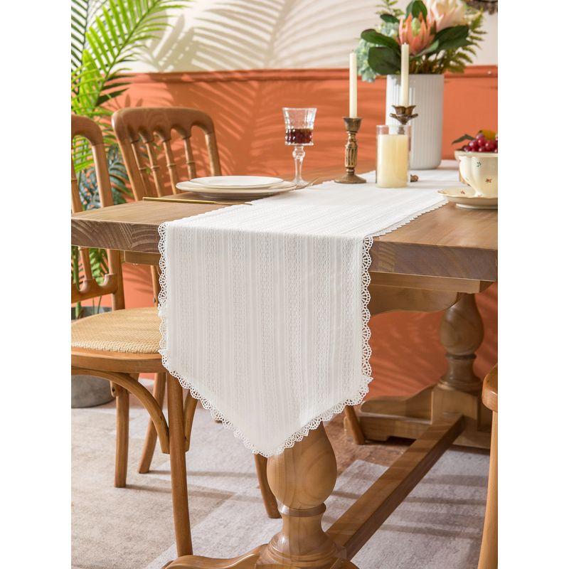 

White Moonlight Lace Lace Table Runner Table Mat Cover Cloth Slipcover Chest of Drawers Cover Cloth Coffee Table Cloth Tablecloth Fabric Minimalist Triangle 30*120