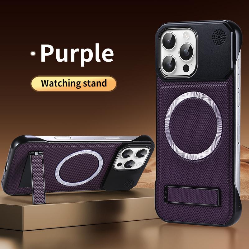 Magnetic PU Leather Aromatherapy Bracket Phone Case For iPhone 12 13 14 15 16 17 Pro Max Plus Wireless Charging Borderless Cover