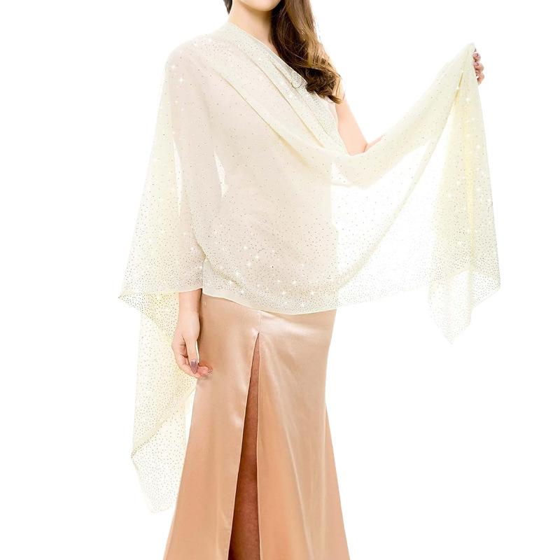 Abendkleid Schal Transparent Chiffon Damen Elegant Weich Seidig Glänzend Schal Hochzeit Brautschal Hochzeitsfeier