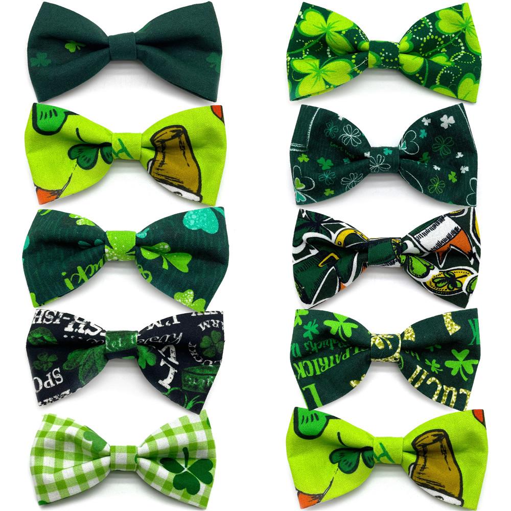 50/100pcs ST Patrick's Day Dog Bows Removable Dog Collar Pet Dog Green Bow Tie Dog  Accessories Pet Supplies Small Dog Bowties