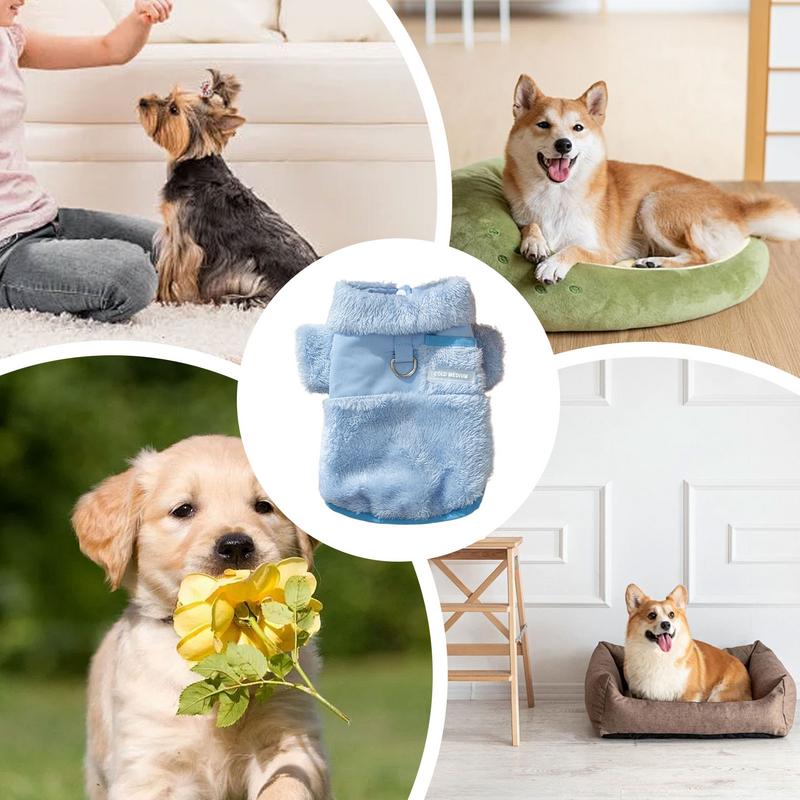Winterhundejacke Warme Welpen Kaltwetterjacke mit Seilring Warme Hunde Baumwolloutfits Beidseitig tragbar für Herbstfest