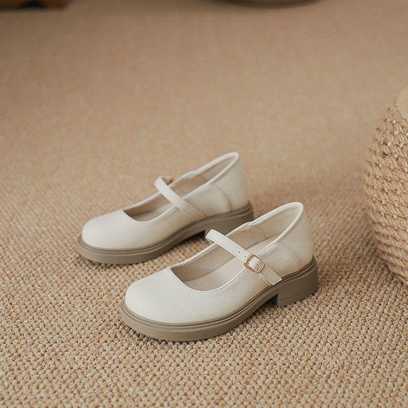 Inner Height Increase Small Leather Shoes Women's New Summer Word with Thick Heel Mary Jane Shoes Women's Single Shoes Small Size 33