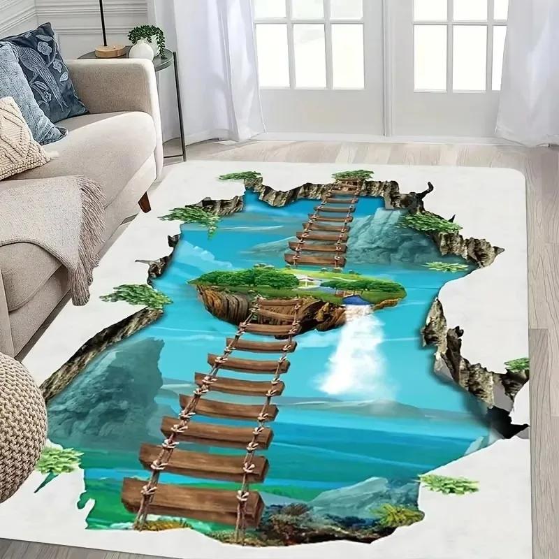 3D Desert Crack Water Design Carpet Bedroom Living Room Beach Style Rug Anti Slip Door Mat Foot Pad Living Room Decoration