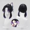 Anime Kochou Shinobu Cosplay Wig Short Purple Black Wigs Heat Resistant Synthetic Hair + Wig Cap