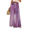 Women Summer Boho Palazzo Pants High Waist Wide Leg Floral Printing Casual Trousers With Pockets