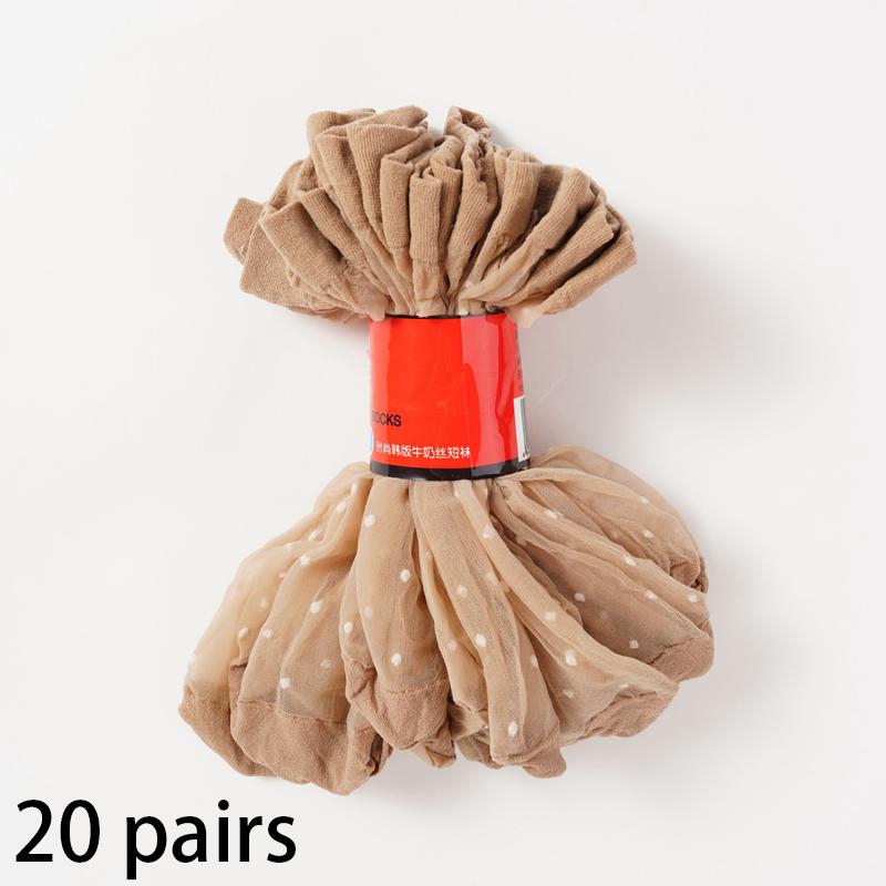 20 Pairs Ultrathin Middle Tube Sock Female Summer Breathable Hosiery Women's Dot Transparent Silk Socks
