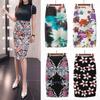 Elegant Hip Skirt Retro Floral Fashion Print High Waist Skirt Knee-length Summer Cool Short Skirt