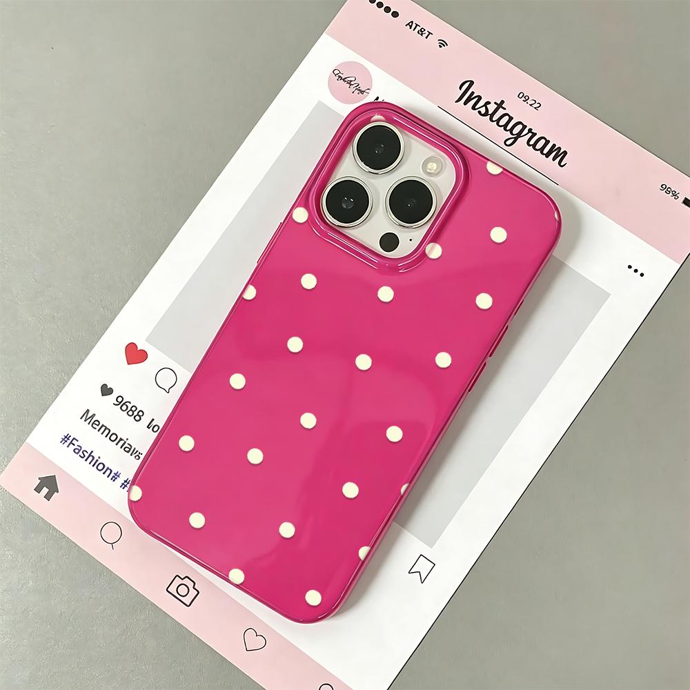 Aesthetics Polka Dot Phone Case For iPhone 17 AIR 16 15 14 13 12 11 Pro MAX Plus Y2K Jelly Shockproof Bumper Cover
