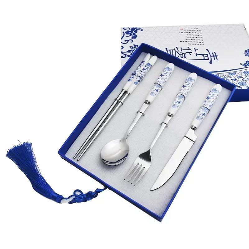 Personalized Laser Engraving Patterns Portable Creative Stainless Steel Korean Chopsticks and Spoon, Cartoon Children Gift