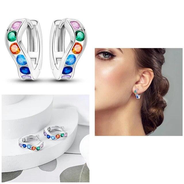 Kolczyki Koła Damskie Srebro 925 Tulipan Lśniąca Gwiazda Słońce Motyl Nierówne Drobne Kolczyki