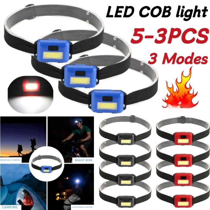 3PCS Outdoor Camping Head Flashlight 3 Modes Strong LED COB Waterproof Headlights Lighting Torch Lamp Mini Night Headlamp
