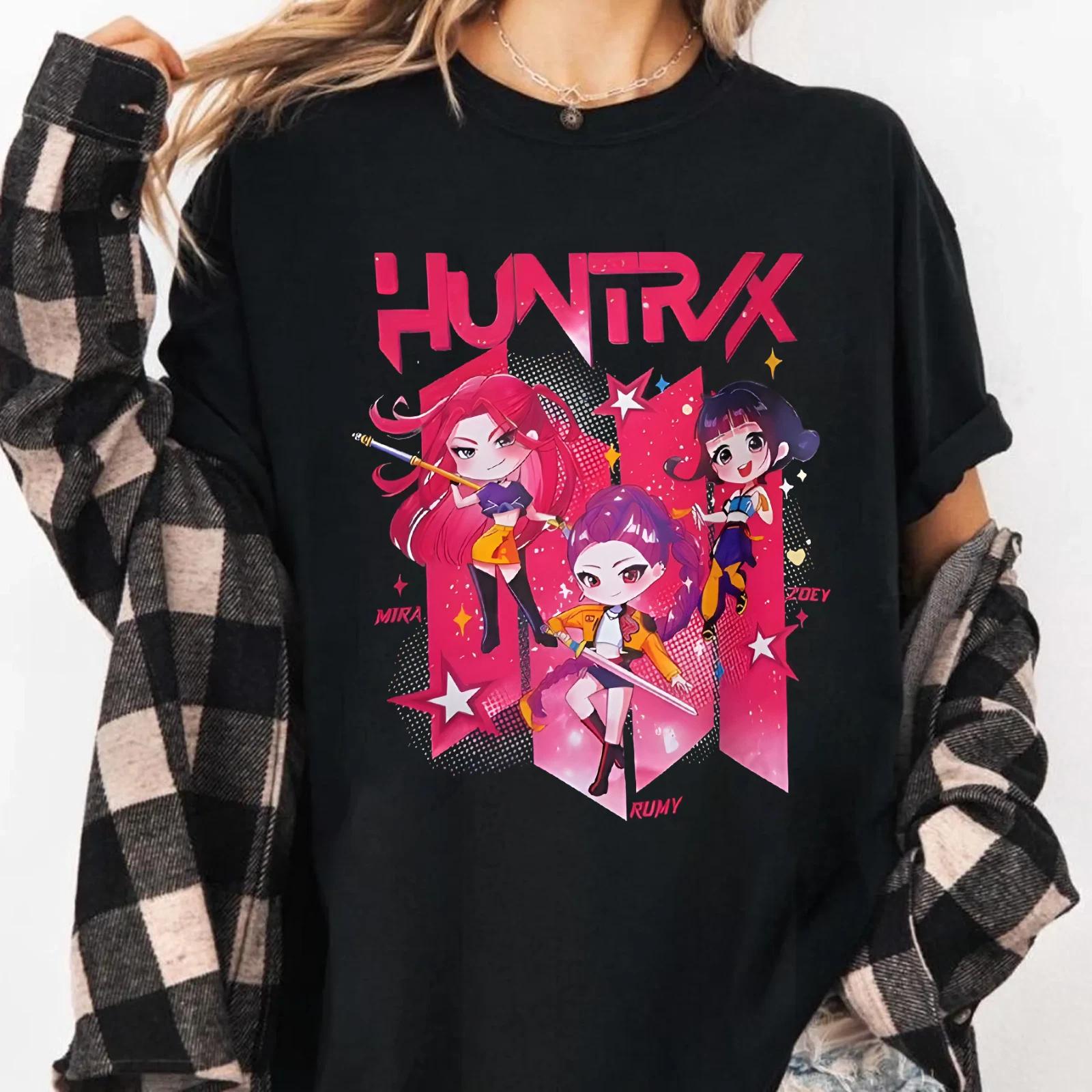 

K-pop Demon Hunters T-shirt Huntrix Tee Kpop Idol Group Shirt Mira Rumi Zoe T-shirt Clothing Short Sleeve Men Women All-season 2XL