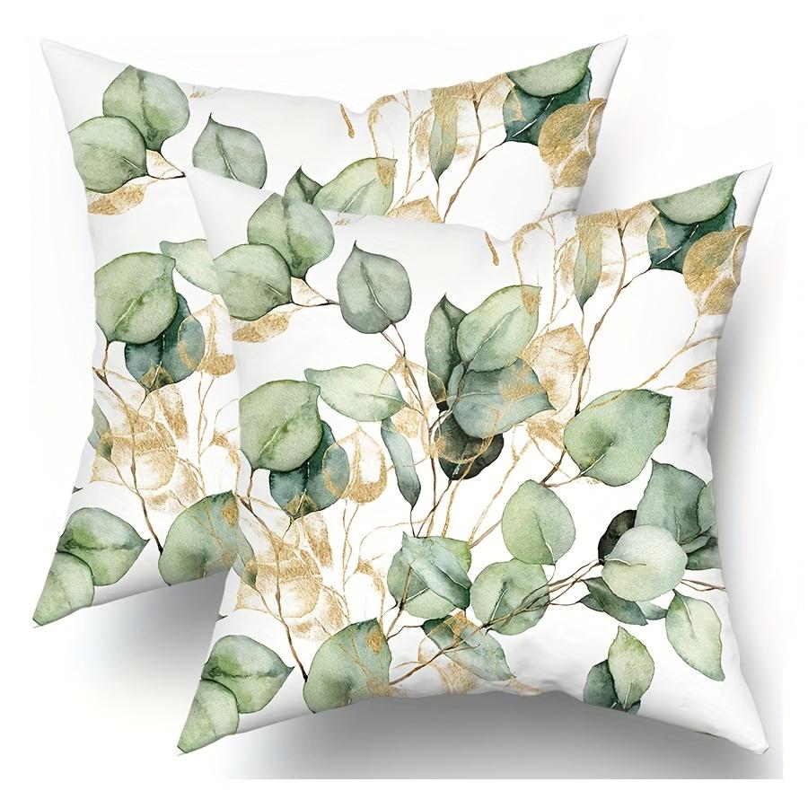 Eucalyptus Leaf Pillow Covers Watercolor Sage Green Leaves Pattern Zipper Cushion Covers Botanical Nature Farmhouse Home Decor