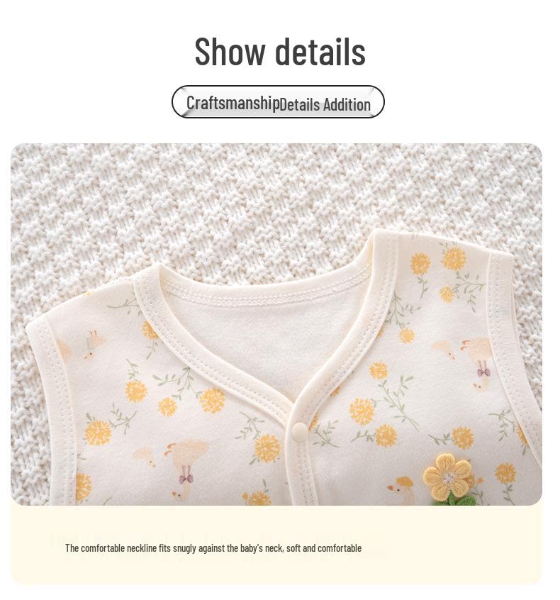 Unisex Baby Pure Cotton Sleeveless Vest - Spring/Autumn Style, A-Class, Cute Design.