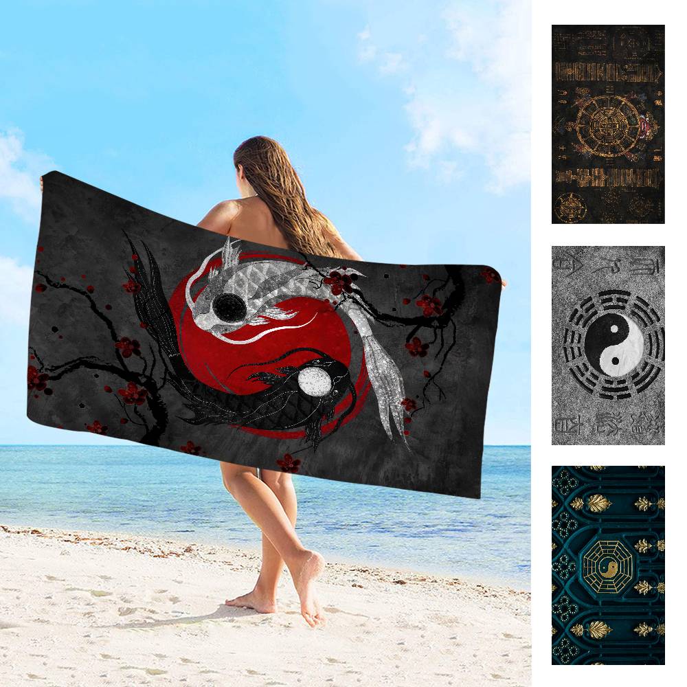 Chinese Dragon Tiger Tai Bagua Yin Yang Big Microfiber Beach Towels Quick Dry Towel Sand Beach Towels Pool Towel For Travel