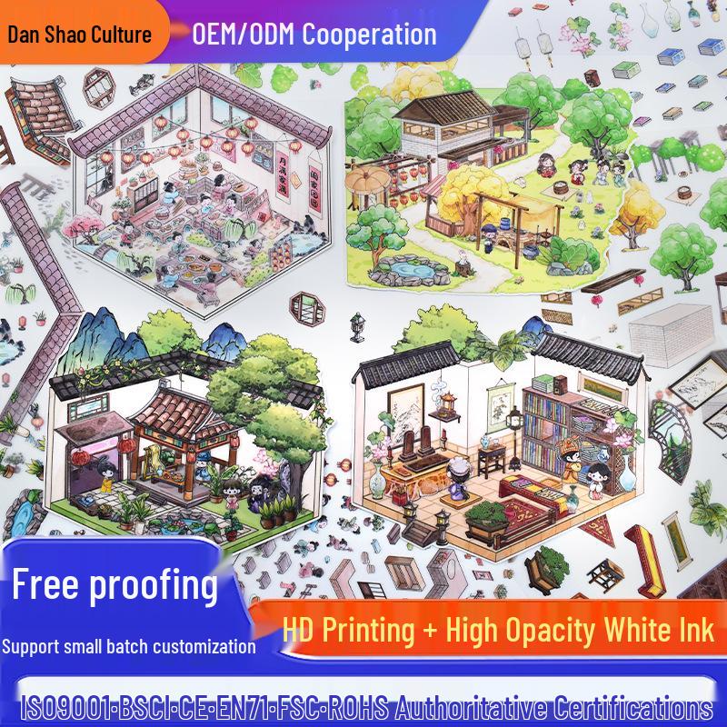 Transparent 3D Miniature Cartoon Pet Scene Stickers for DIY Journals and Landscaping