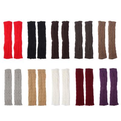 Warm Arm Warmers Elastic Button Mitten Long Knitted Gloves Fingerless Gloves Fingerless  Mittens