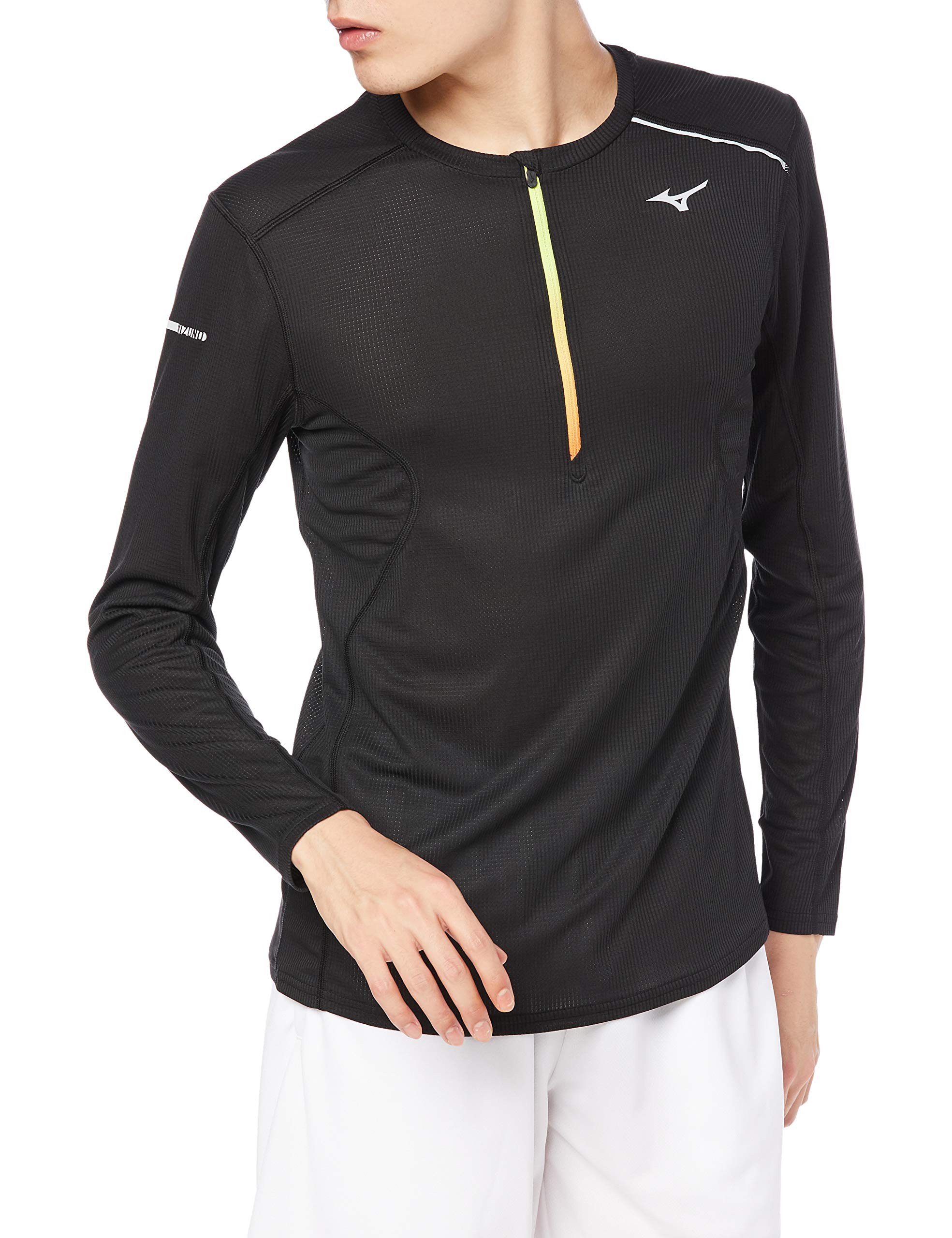 

Mizuno Dry Aeroflow Running Long Size L Shirt, Half-Zip, Sleeve, Men s, Black, (J2MA0520) чёрный
