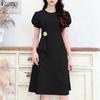 ZANZEA Women Casual Round Neck Summer Short Sleeve Dress