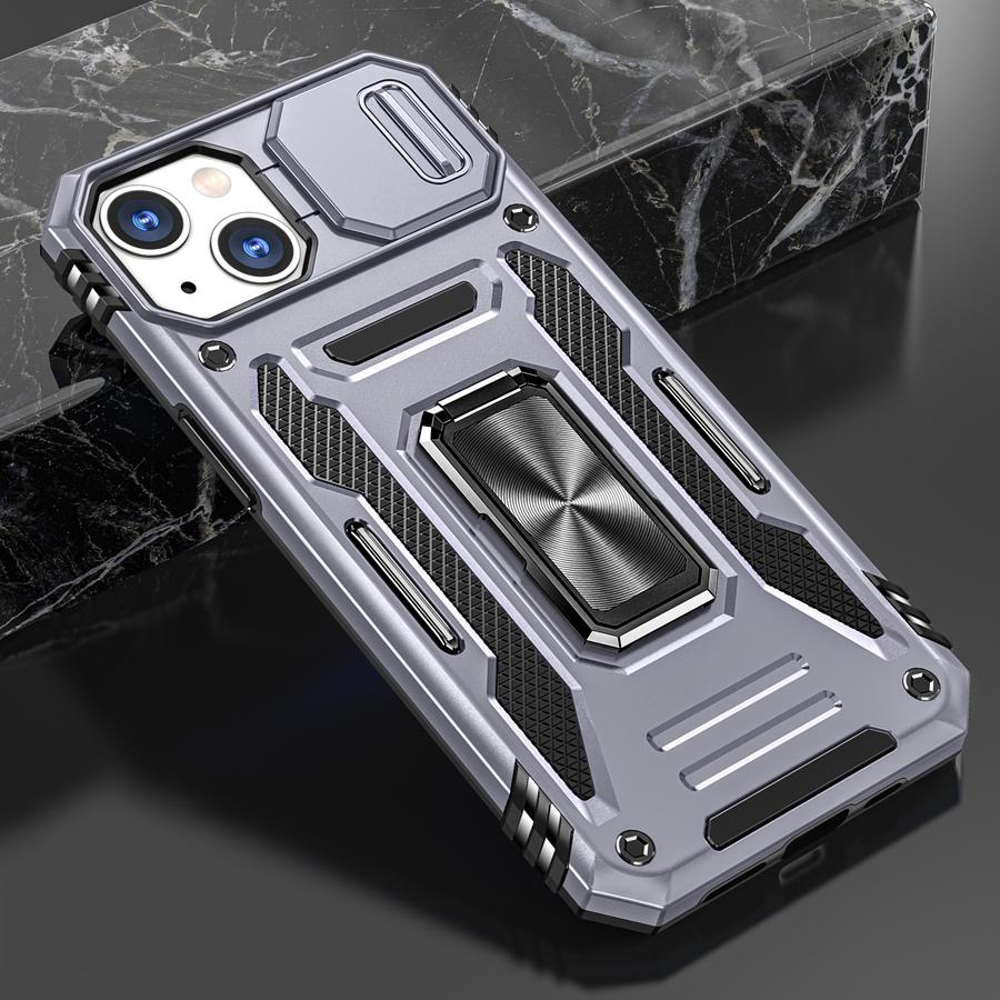 For Xiaomi/Redmi Militærgrad Pansret Telefondeksel med Skyvbart Kameradeksel & 360° Roterende Magnetisk Stativ Støtsikkert Hybrid Bilfeste Kompatibelt
