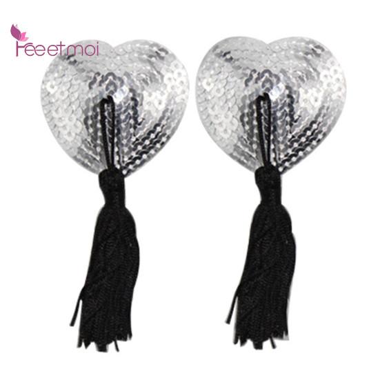 Covers Sequins Shiny Heart Self-Adhesive Invisible Shape Nippleless Stickers Tassels Chest Pads