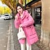 Winter new medium and long down cotton-padded clothes women's loose hooded cotton-padded clothes thickened cotton-padded jackets warm jackets