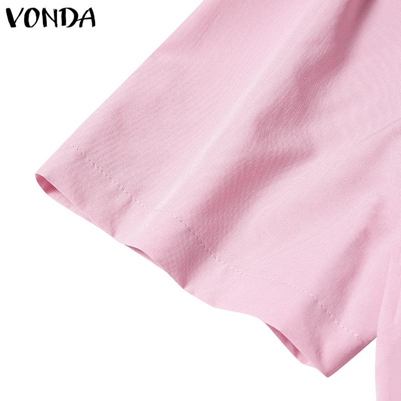 VONDA Summer Women Round Neck Ruffled Layer Short Sleeve Dresses