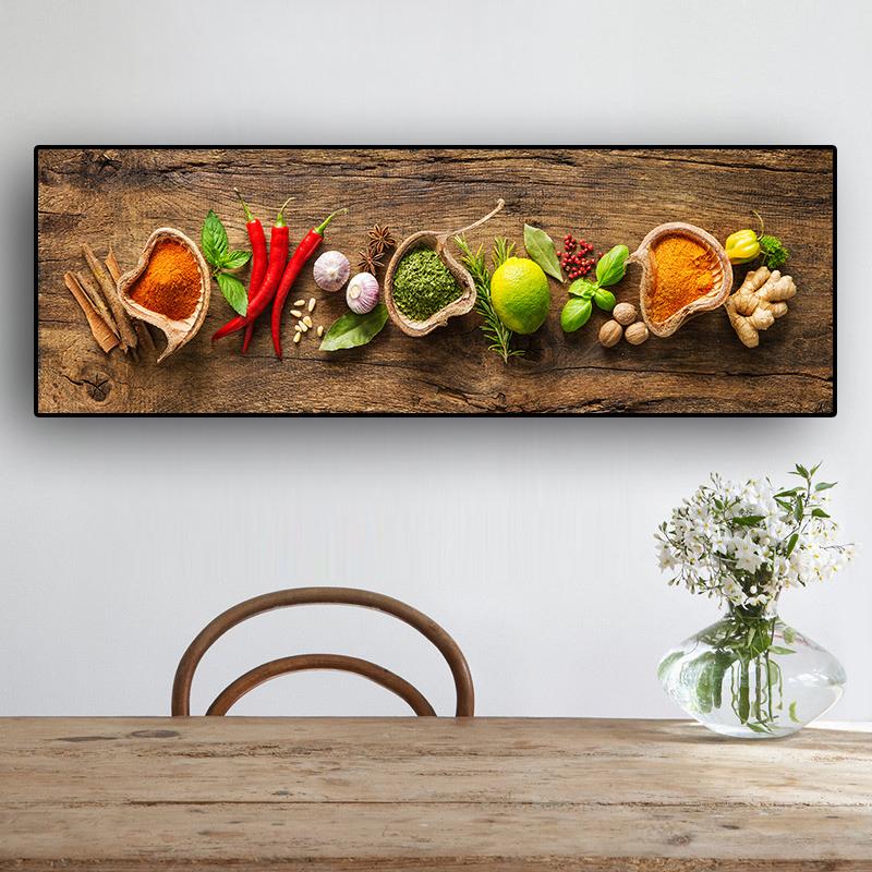 Grains Spices Spoon Peppers Canvas Painting Cuadros Scandinavian Posters and Prints Wall Art Food Picture for Kitchen Room