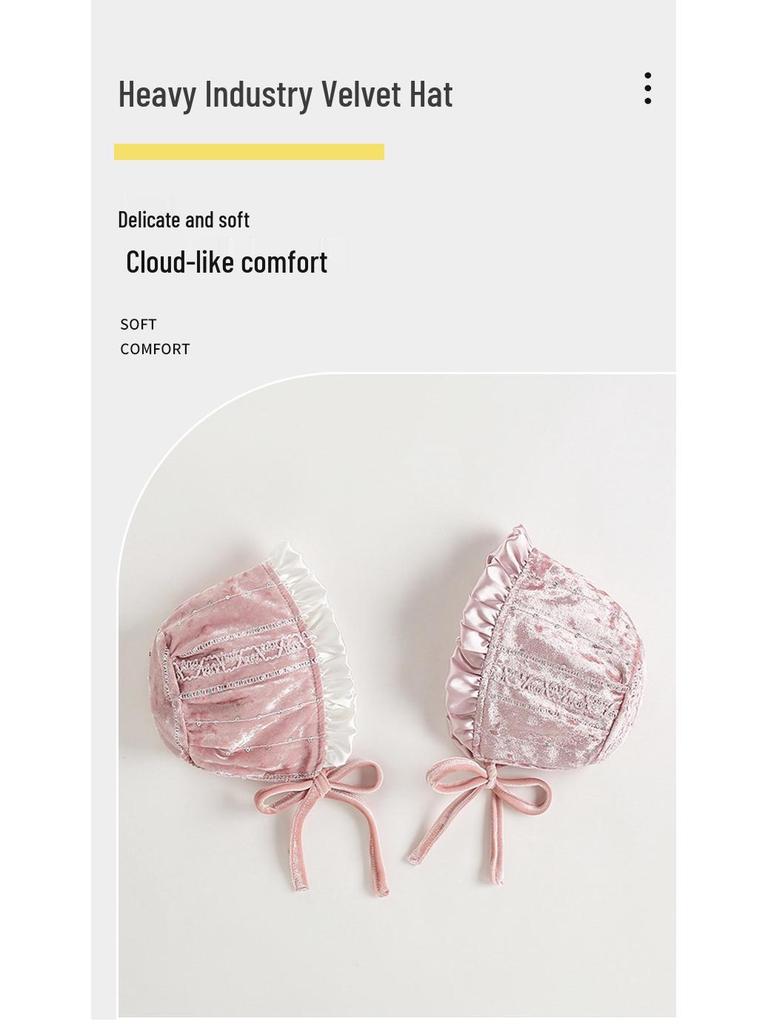 Elegant Silk Velvet Baby Girl Princess Dress & Hat - First Birthday Special