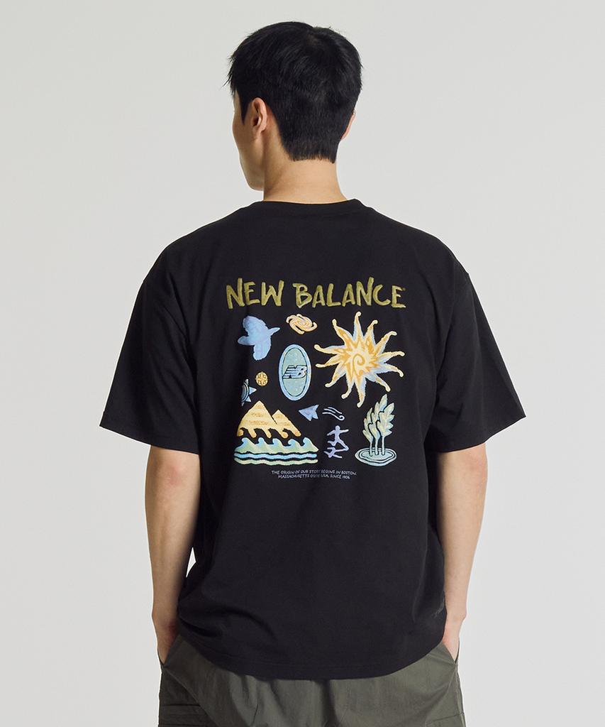 Nyuballanseu Nbneg31643 / Uni Sunny & Rainy Illustration Short Sleeve T-Shirt (Black)