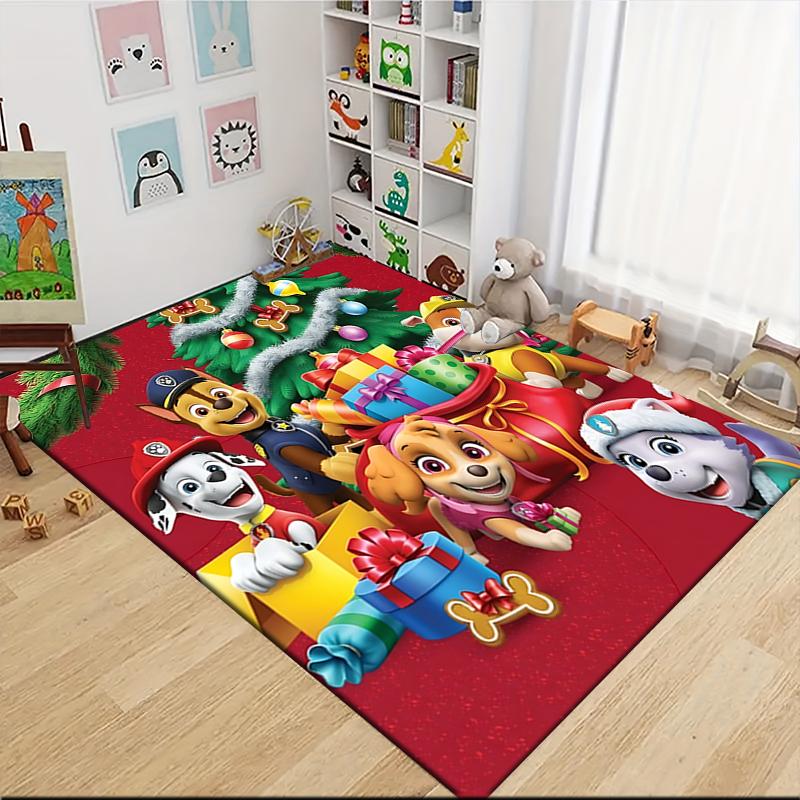 1Pc Paw Patrol Christmas Adventure Carpet Rug Soft Washable Antislip Home Living Room Sofa Mats Personalized Christmas Rug