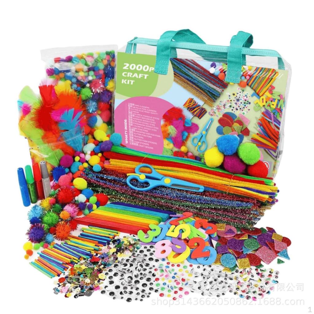 Creative DIY Craft Materials Kit | Bright Assorted Colors, with Carrying Bag, for Home