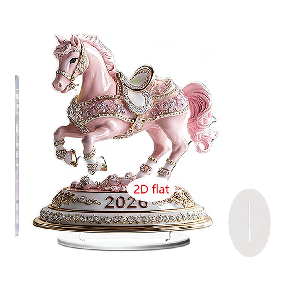 2026 Year Of The Horse 2D Acrylic Laser Relief Home Desktop Ornament, Living Room, Bedroom, Festival Symbolism Decoration Props
