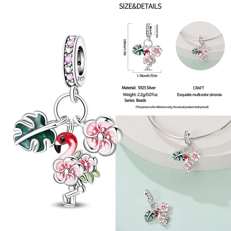 100% Copper Cute Little Bear Butterfly Flamingo Charms Beads Rose Princess Pendants Fit Diy Bracelets Jewelry Gifts