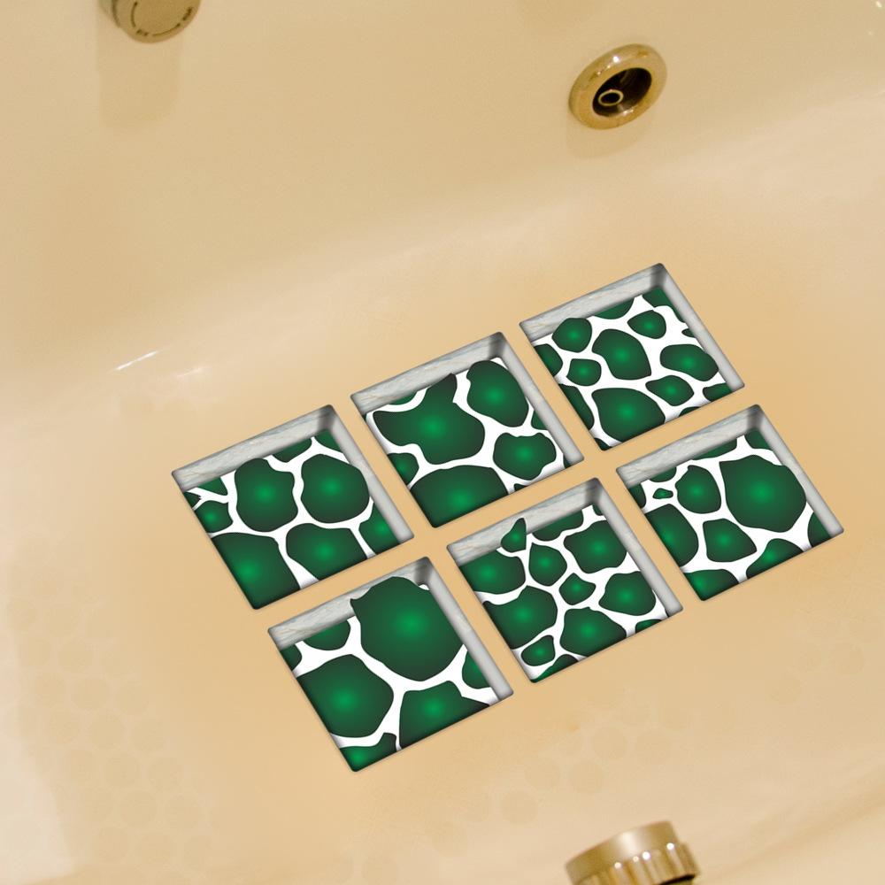 6 Stück vierblättriges Kleeblatt und Blume Badewannenaufkleber, rutschfest, wasserdicht, 3D-Effekt, selbstklebender Badezimmeraufkleber, PVC, abnehmbares Wandbild, 13 x 13 cm