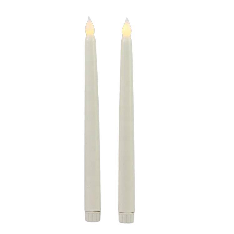 Home Decor Realistic Ivory Plastic Warm White Flickering LED Candlesticks Flameless Taper Candles