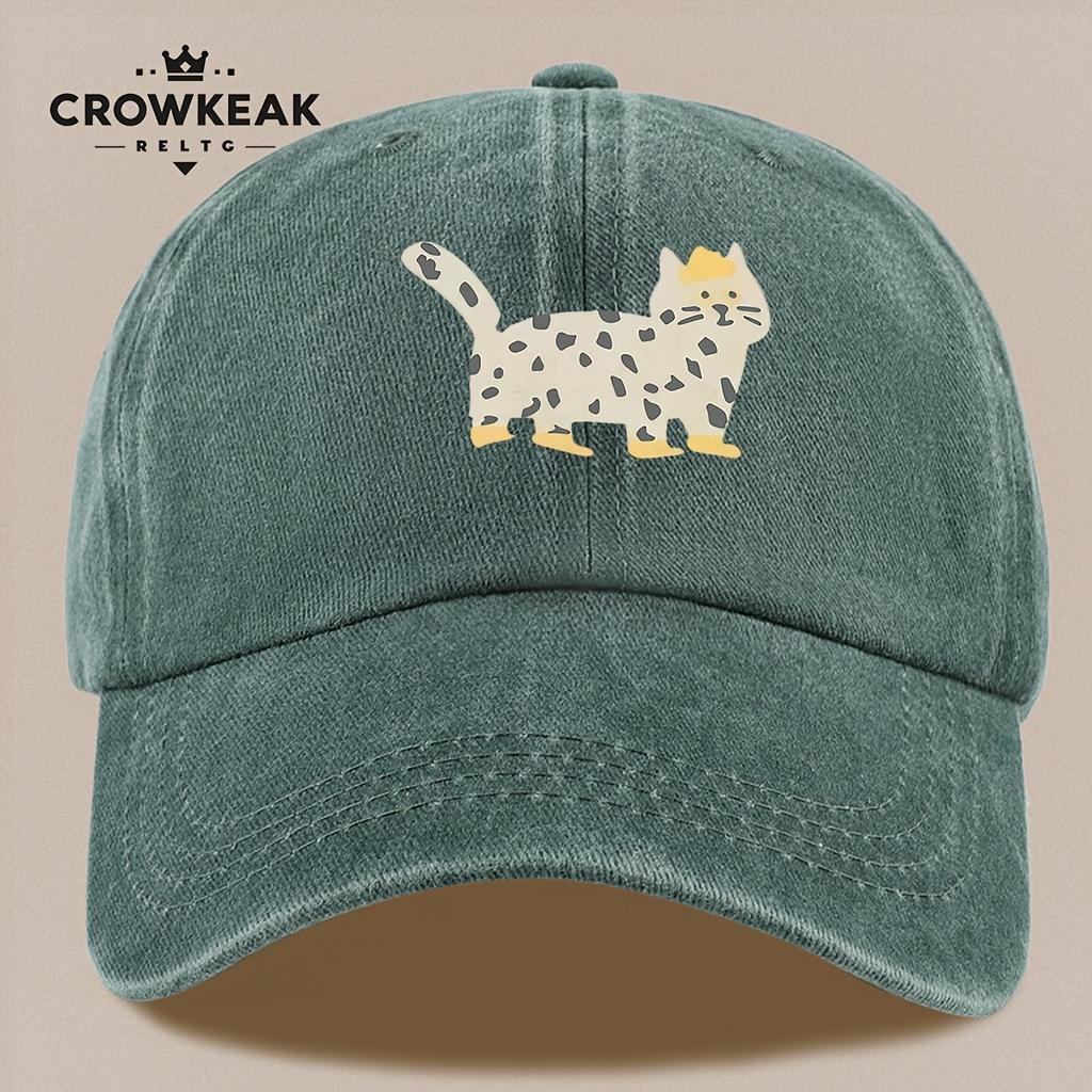 pc Cute Cartoon Cat Pattern Printed Baseball Cap HipHop Trend Black Papa Trucker Hat Breathable and Comfortable Solid Colo