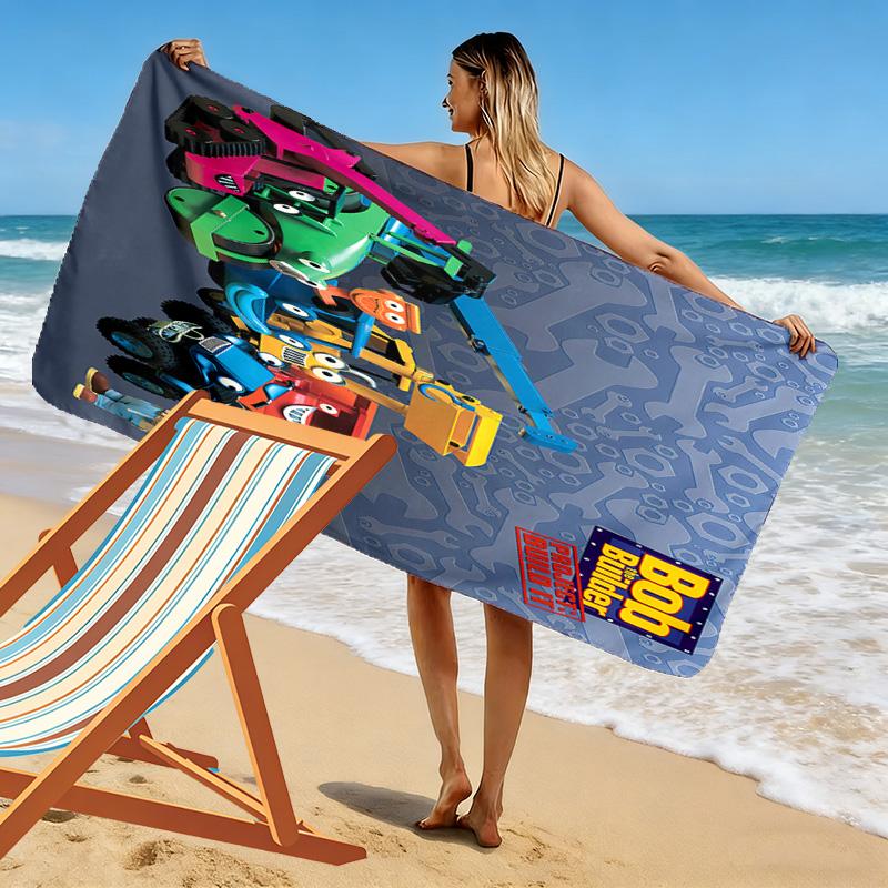 Bob der Baumeister Print Strandtuch, Großes Weiches Schnelltrocknendes Handtuch für Strand Camping Schwimmen
