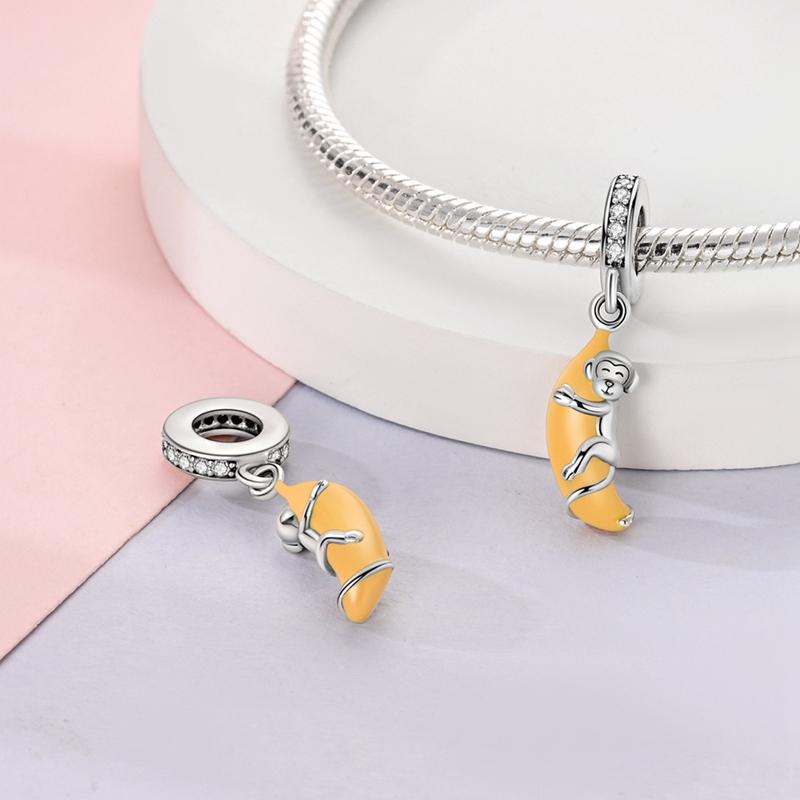 925 Silver Fruit Series Charms Strawberry Cherry Avocado Lemon Beads Fit DIY Bracelet Women Jewelry Girl