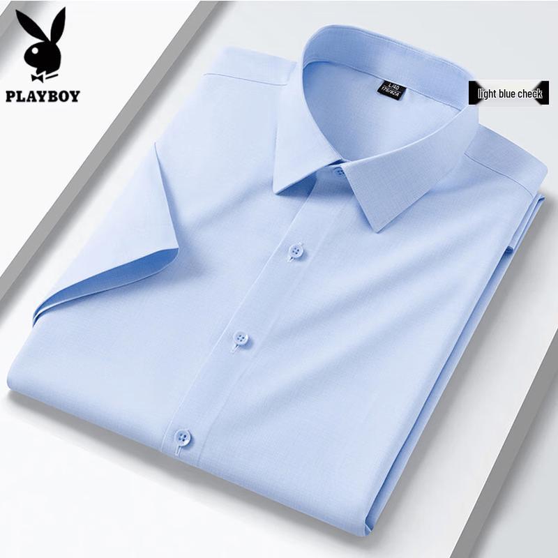 PLAYBOY Men s Summer Thin Breathable Business Casual Short Sleeve Shirt 43