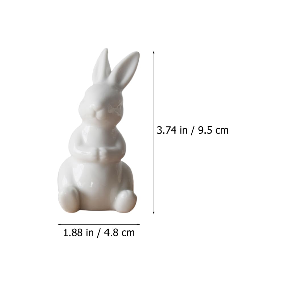 NUOBESTY Rabbit Figurine, Cute Easter Decoration, White Ceramic Rabbit Figurine, Nordic Style, Room Decor, Gift, Set of 2 (AB Style)