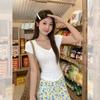 Tencel White V-neck Front Shoulder Short-sleeved T-shirt Women's Summer New Xiaofei Sleeves Slim-fitting Age-reducing Waist Top