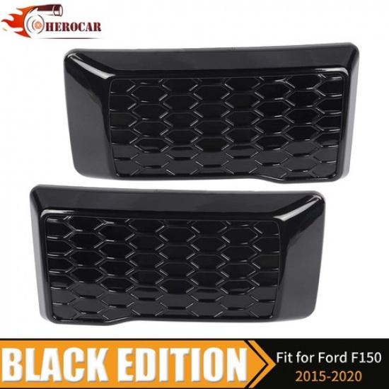 

2Pcs Front Bumper Guards Pads Cover Cap Trim For Ford F150 2015-20 Gloss Black