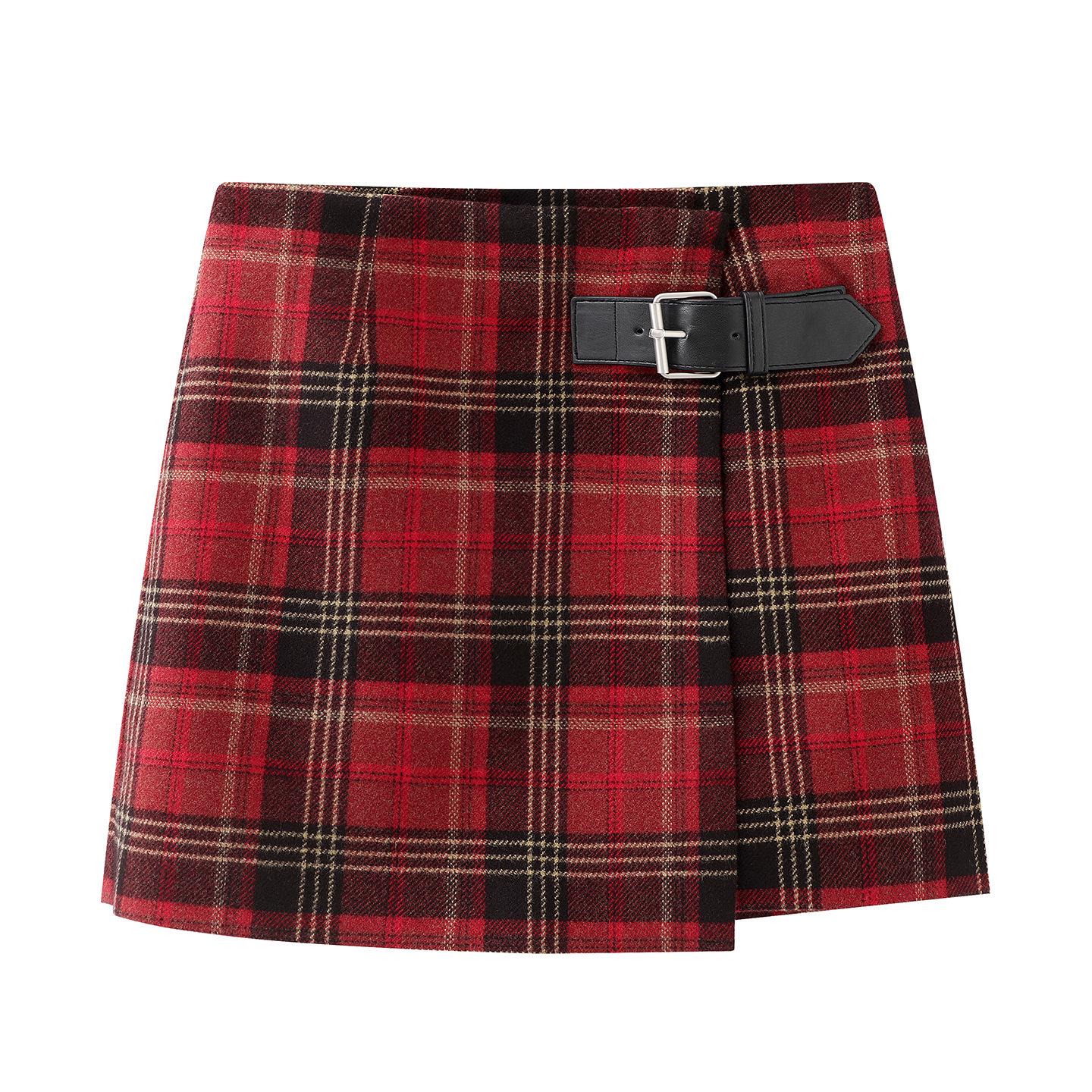 Женская мини-юбка в ретро-клетку с высокой талией, стройнящая, Зима 2025 XL