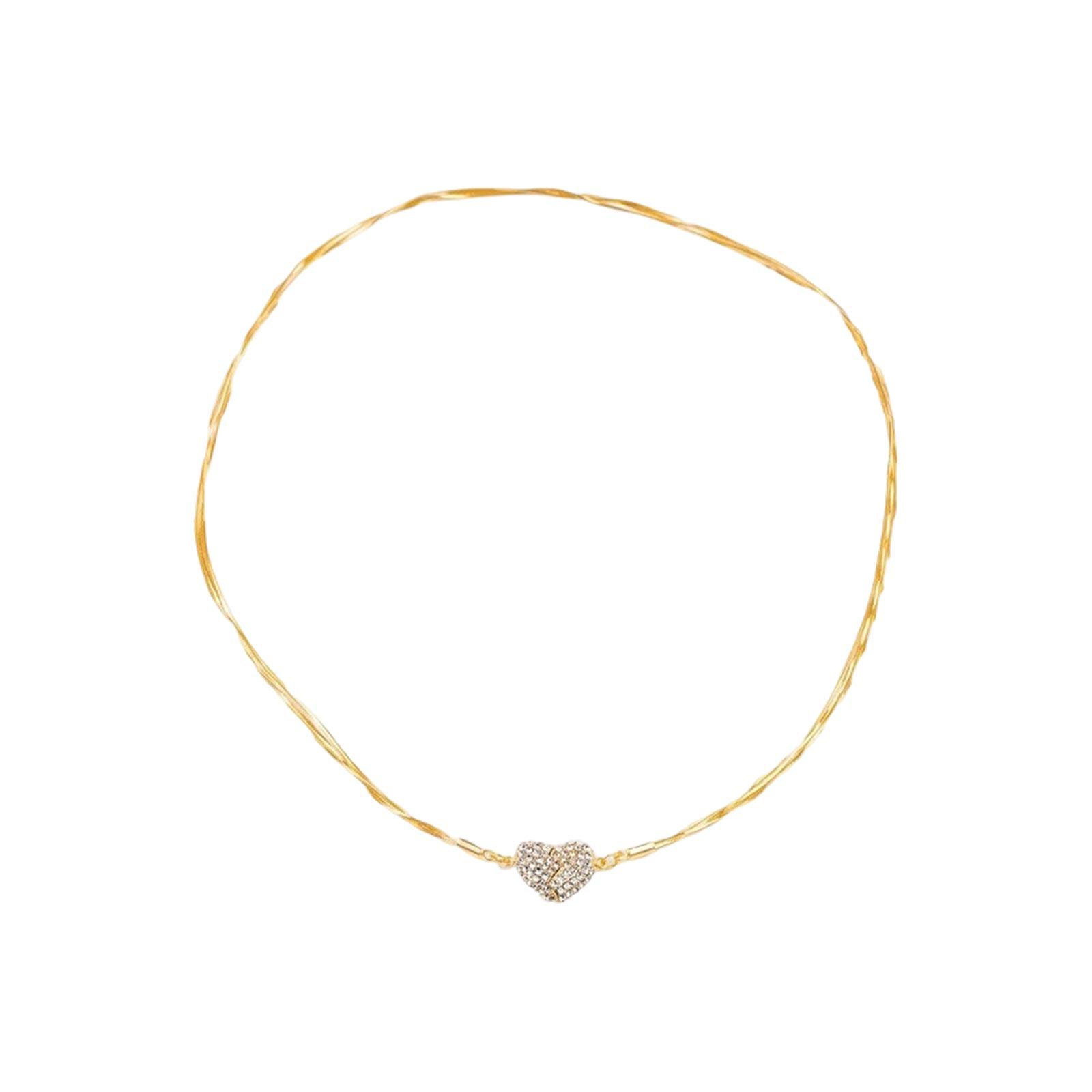 Diamond-encrusted Love Necklace Multi Layer Snake Chain Heart Necklace Temperament