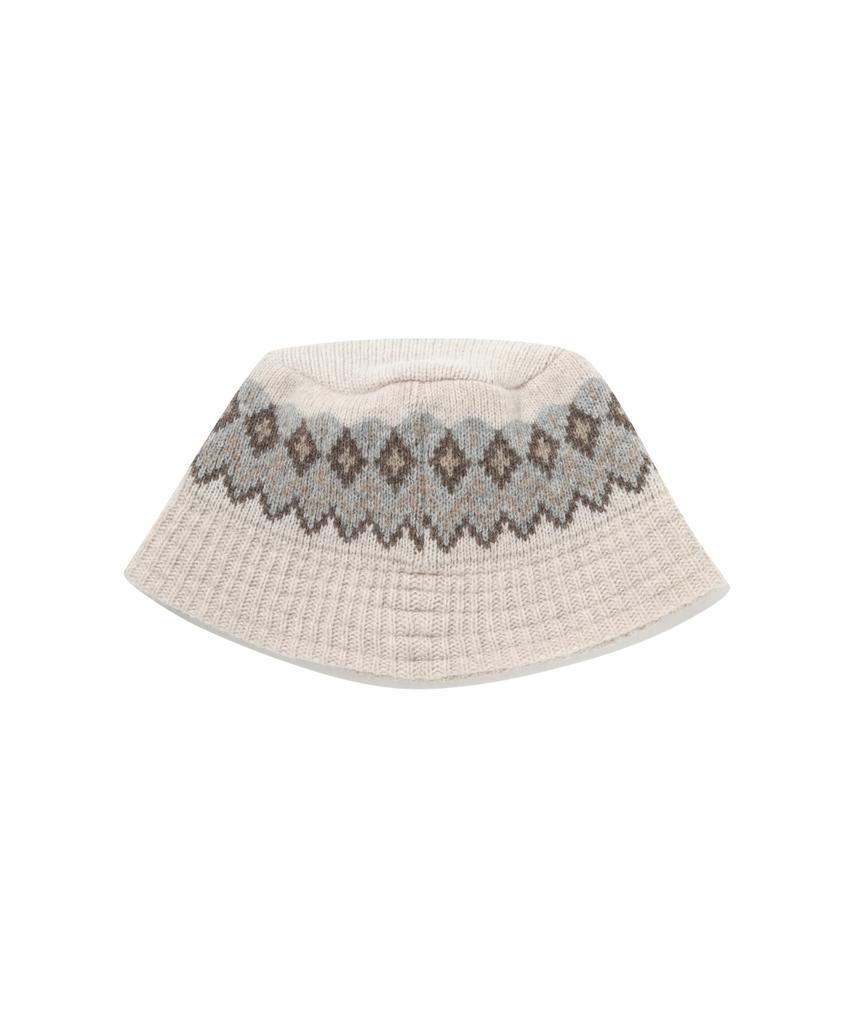 COVERNAT Logo Jacquard Lambswool Bucket Hat Beige