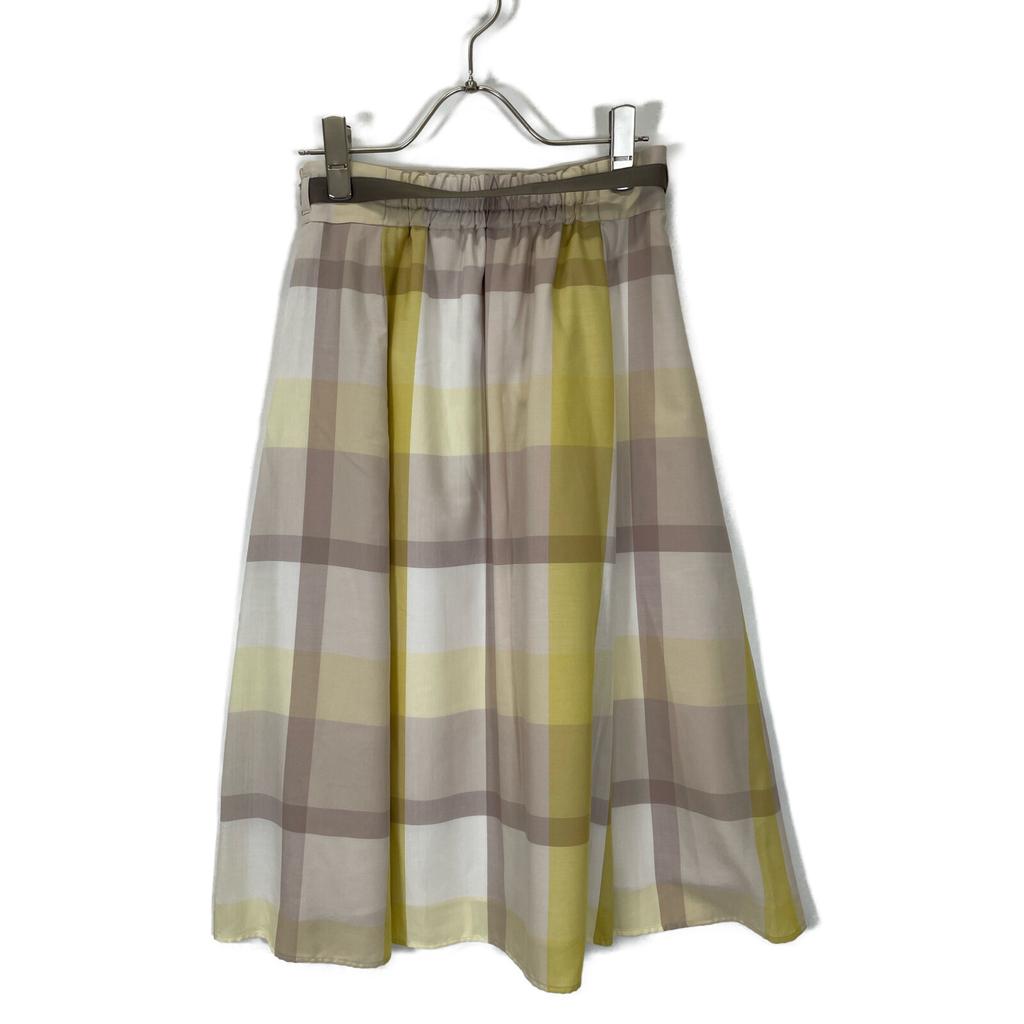 BLUE LABEL CRESTBRIDGE 2011 Yellow Crestbridge Check Light Airy Twill Flared Skirt skirt 36 Yellow x beigeUsed