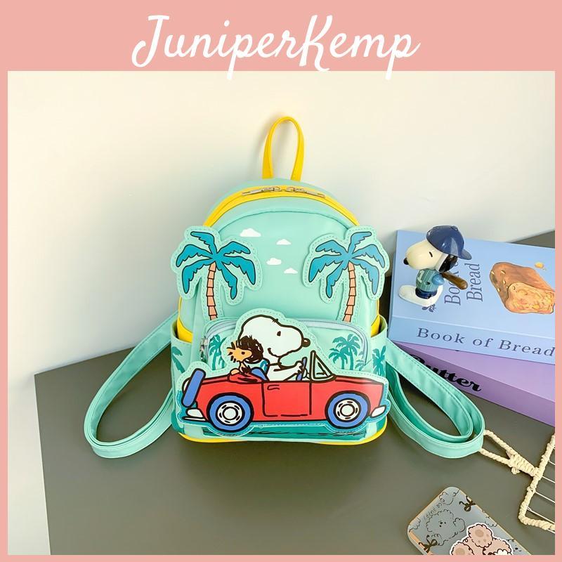 Cartoon Snoopy PU-Material Rucksack mit Reißverschluss für Freizeit, Reisen und Kinder