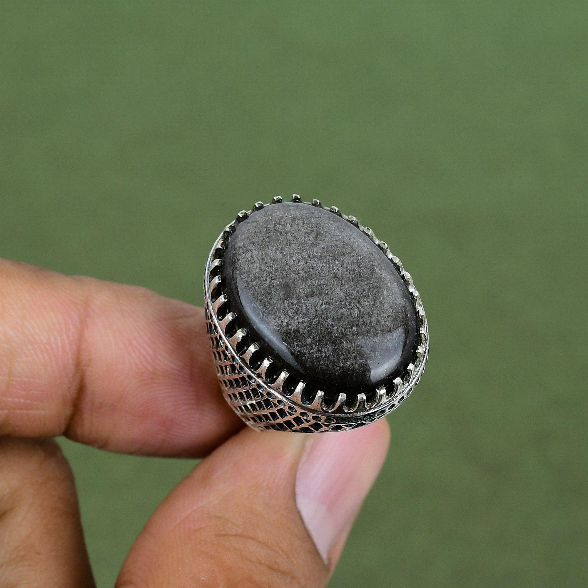 

Silver Sheen Obsidian Ring 925 Sterling Silver Ring Handmade Jewelry Gemstone Ring Unique Ring For Her Gifts For Wife Available In Ring Size 6 US